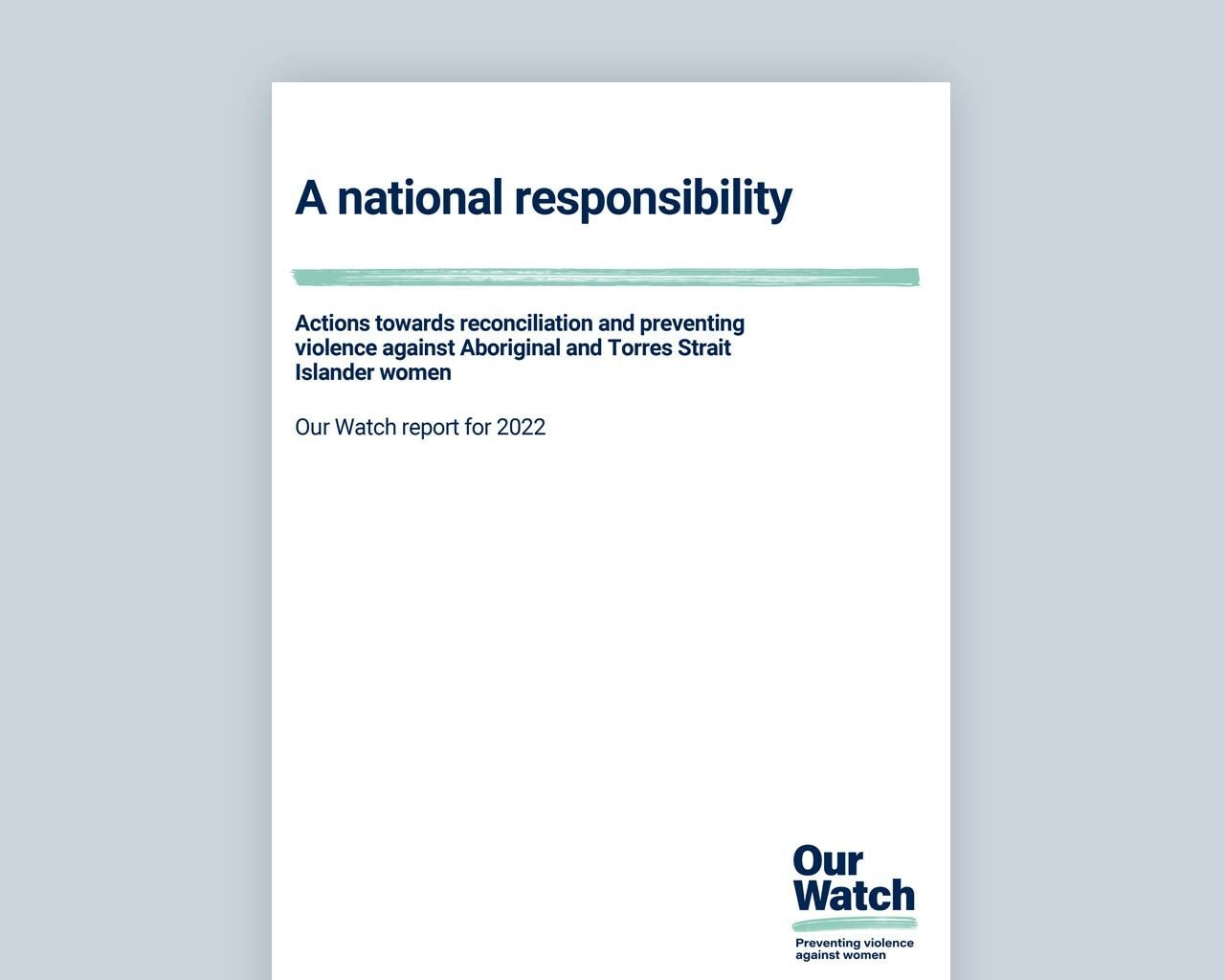 Document cover with Our Watch logo.