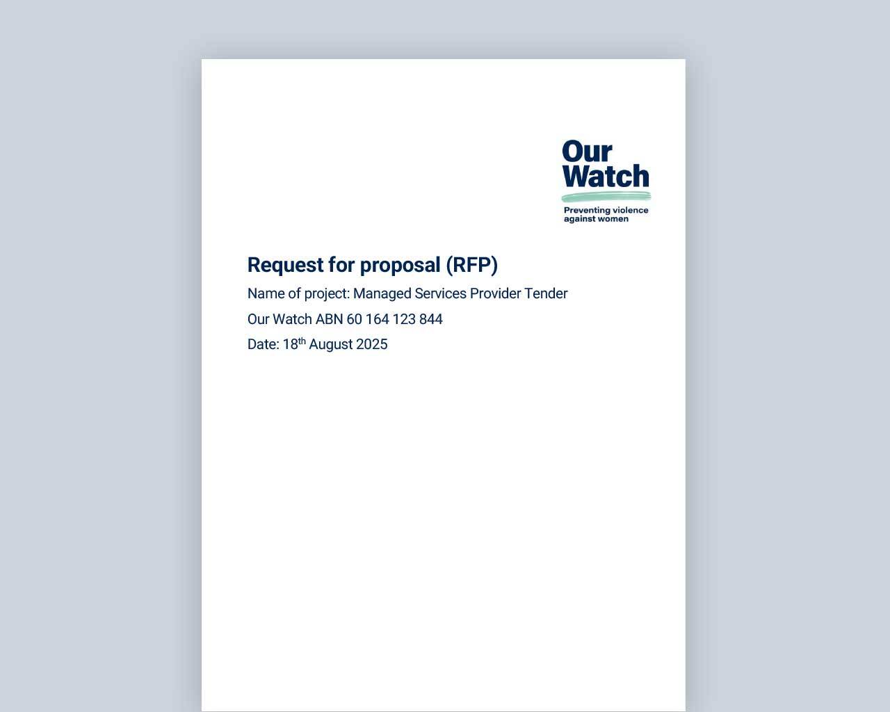 Request for proposal: Managed services provider tender
