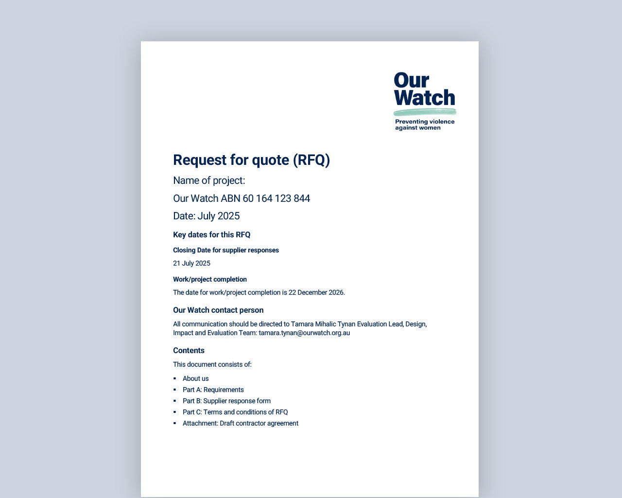Request for quote – Faith as a strength preventing violence against women project external evaluation