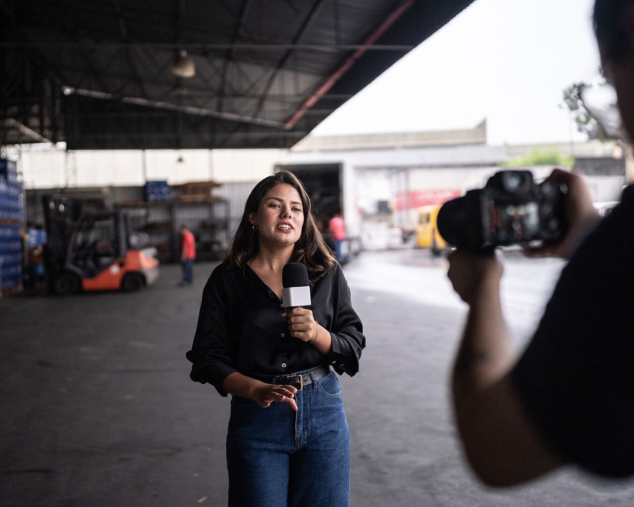Media content creators female reporter
