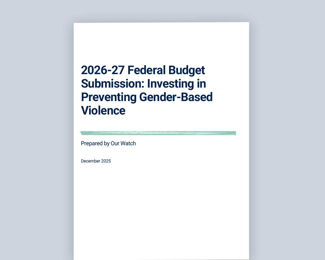 2026 27 Federal Budget Submission