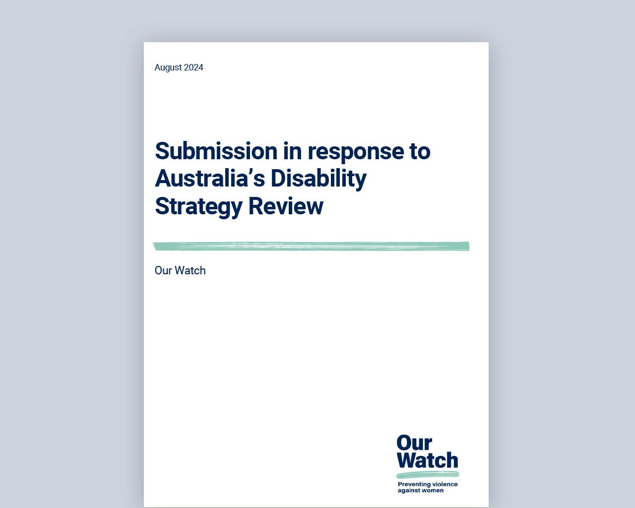 Submission Aus Disability Strat Review