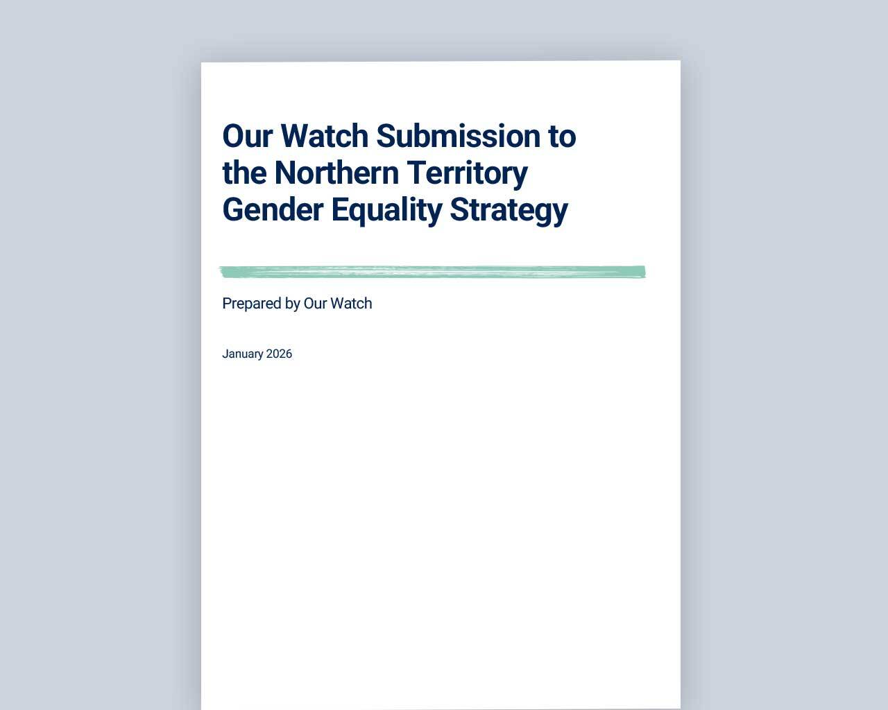 Submission NT Gender Equality Strategy