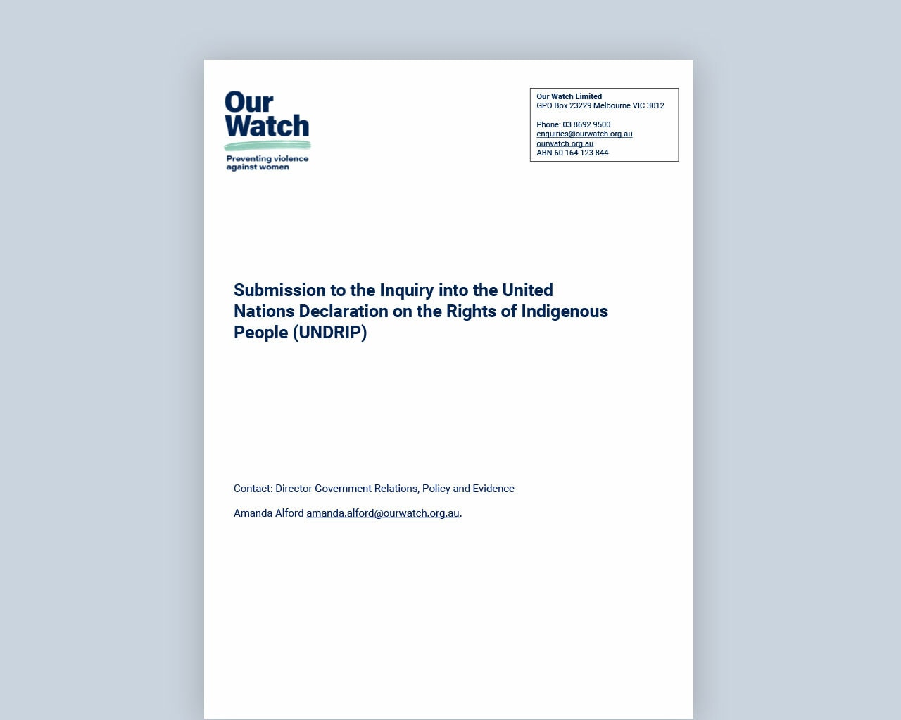 Submission UNDRIP