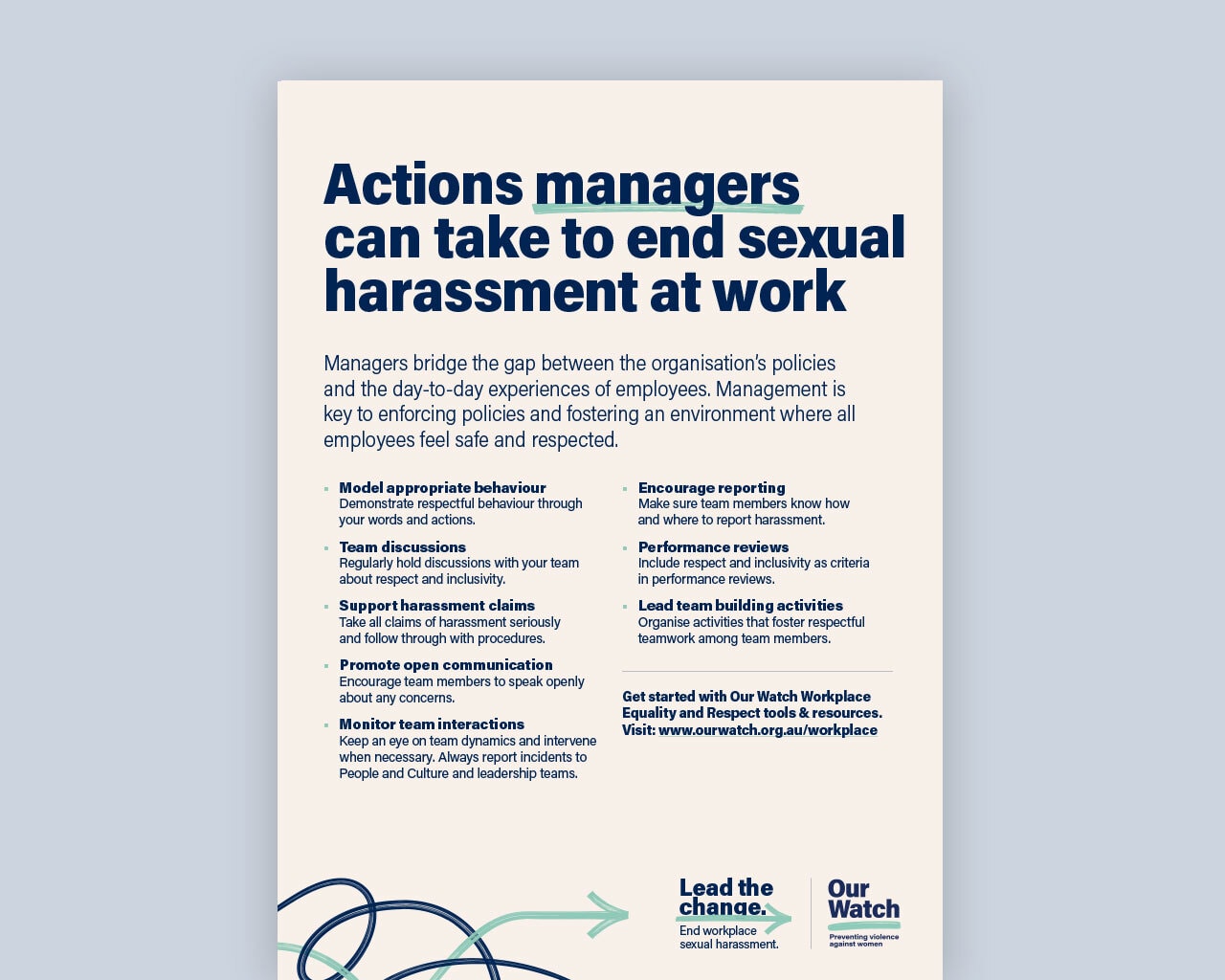Action managers can take to end sexual harassment at work