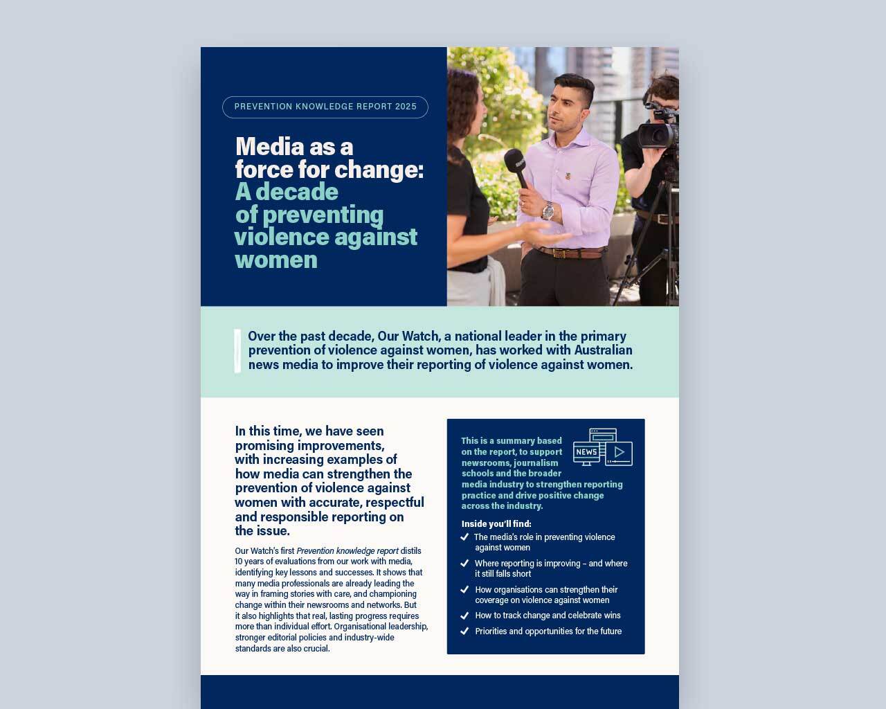 Prevention knowledge report: Practice brief for media professionals