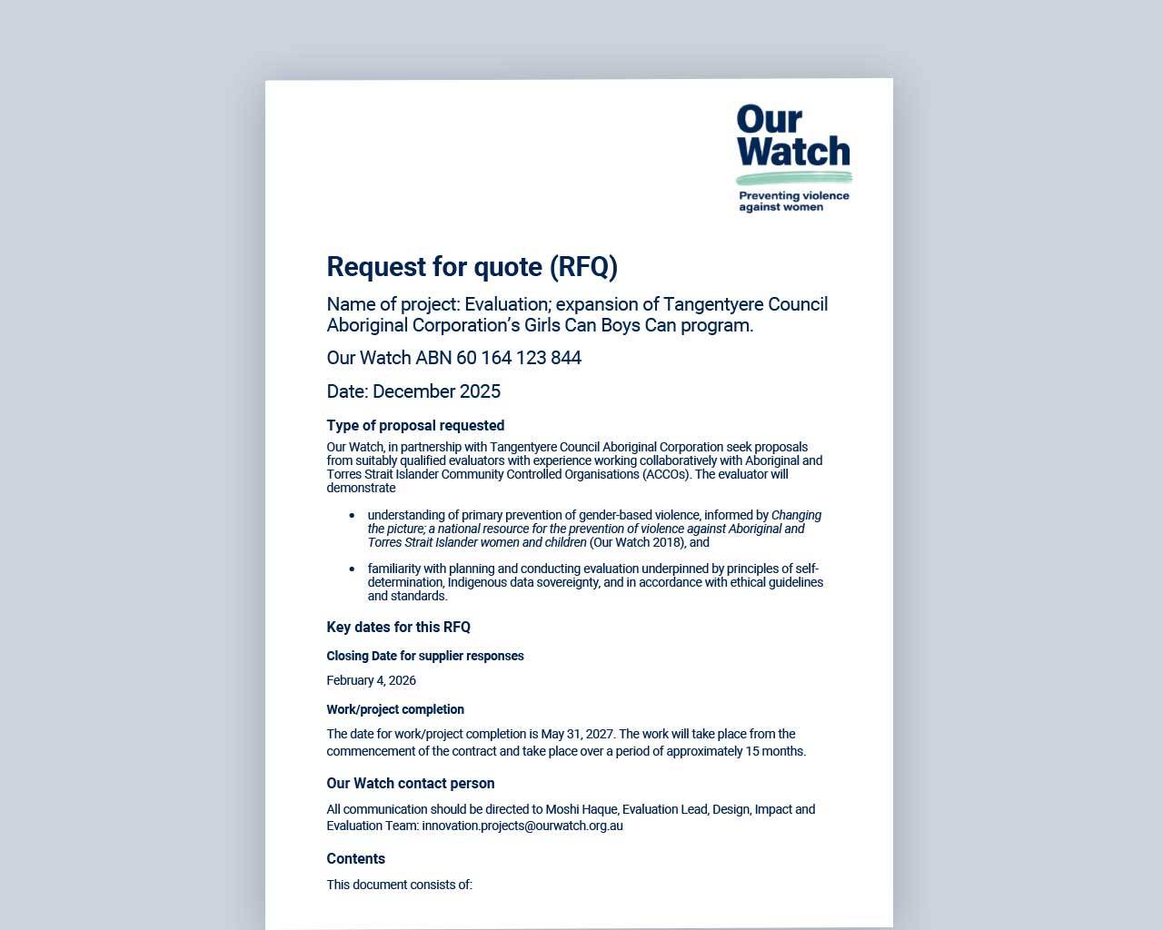 RfQ – Evaluation: Expansion of Tangentyere Council Aboriginal Corporation’s Girls Can Boys Can program