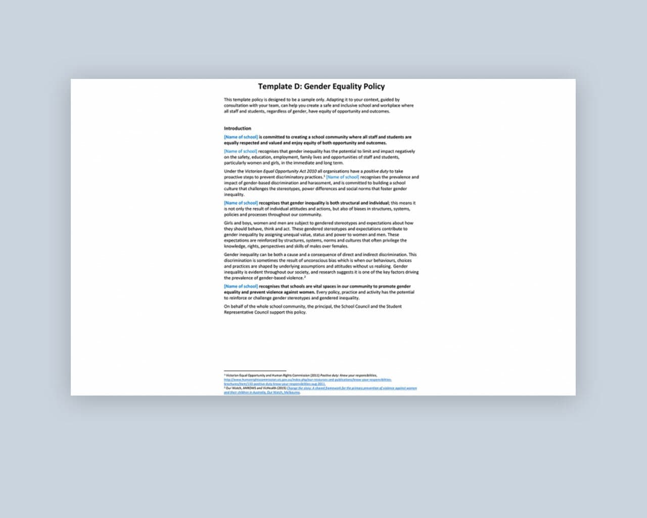 RRE Gender equality policy template