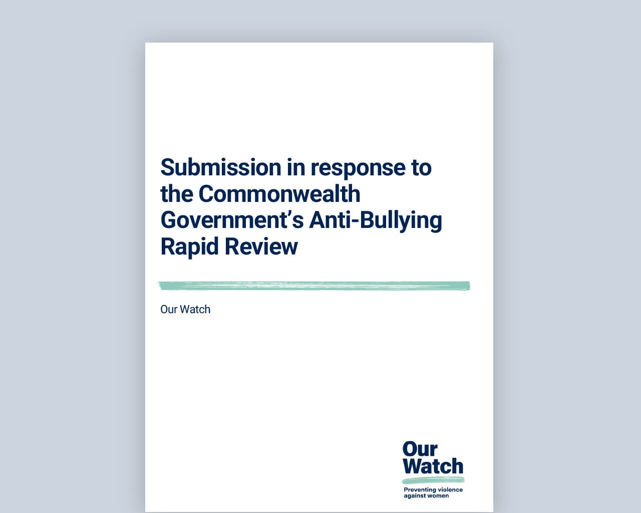 Submission to the Commonwealth Government's Anti-Bullying Rapid Review