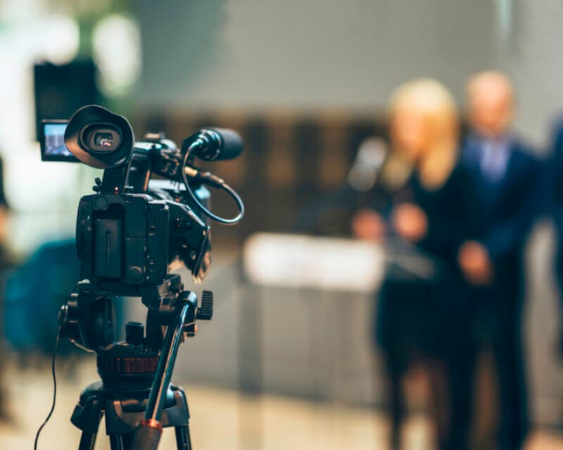 Media camera at publicity event.