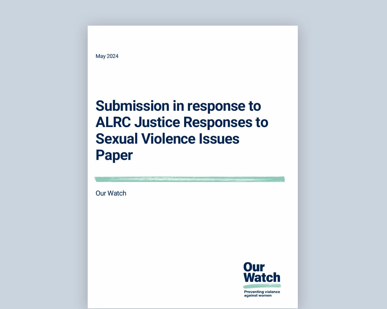 Alrc Our Watch | Submission in response to ALRC Justice Responses to…